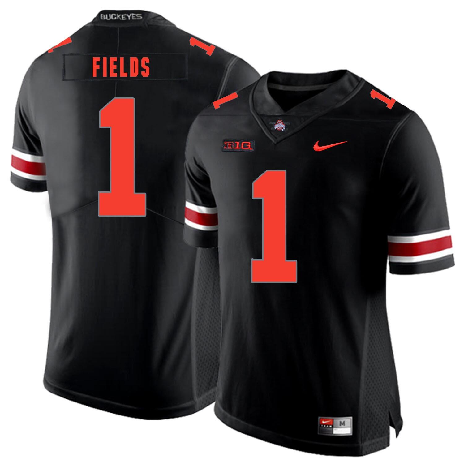Youth Ohio State Buckeyes #1 Justin Fields Black Limited Stitched NCAA Jersey